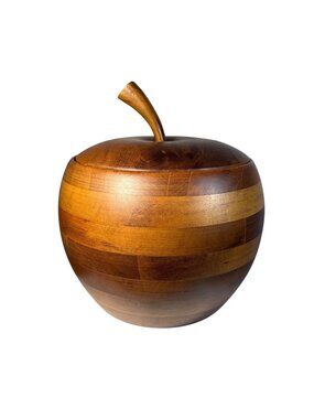 Baribocraft Wooden Apple Ice Bucket Aluminum Liner & Lid 9" MCM Vintage Heavy